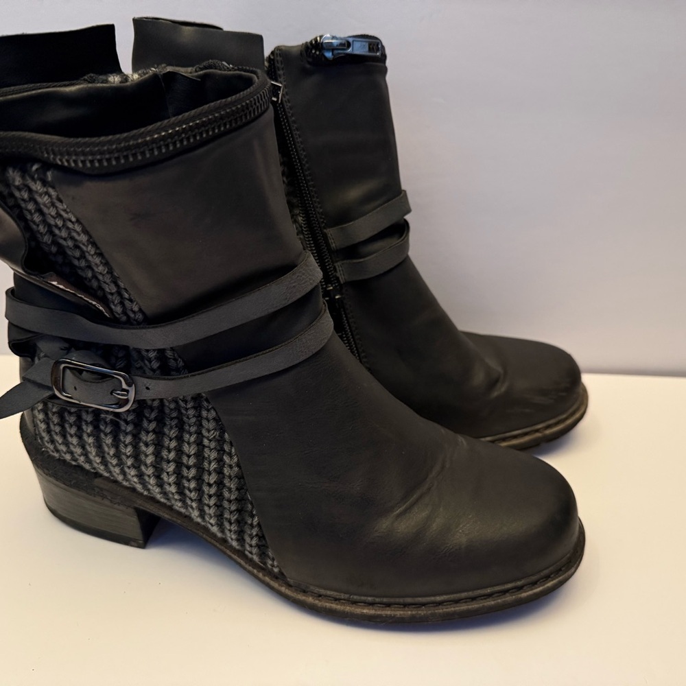 Muk Luks Black Ankle Boots with Knit Accent